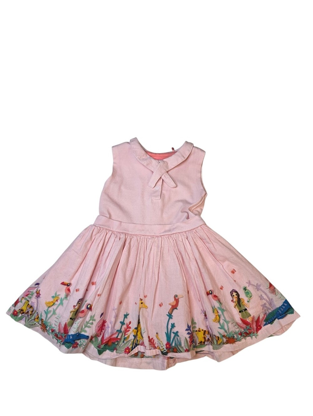 Oilily Pink Sleeveless Girls Dress with Whimsical Safari Print